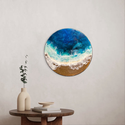 Abrazo entre mar y arena – Cuadro de resina artística 60 cm