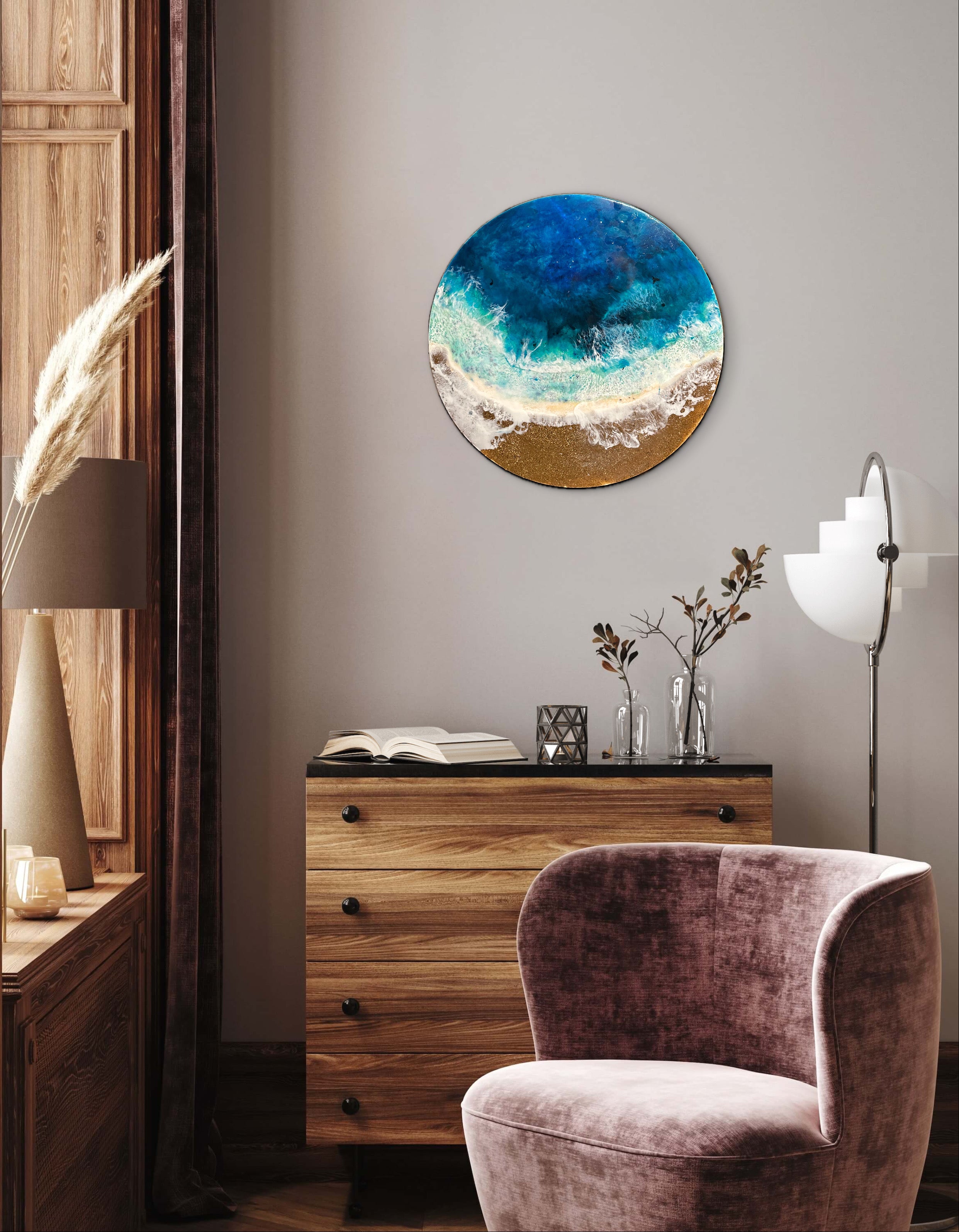 Abrazo entre mar y arena – Cuadro de resina artística 60 cm